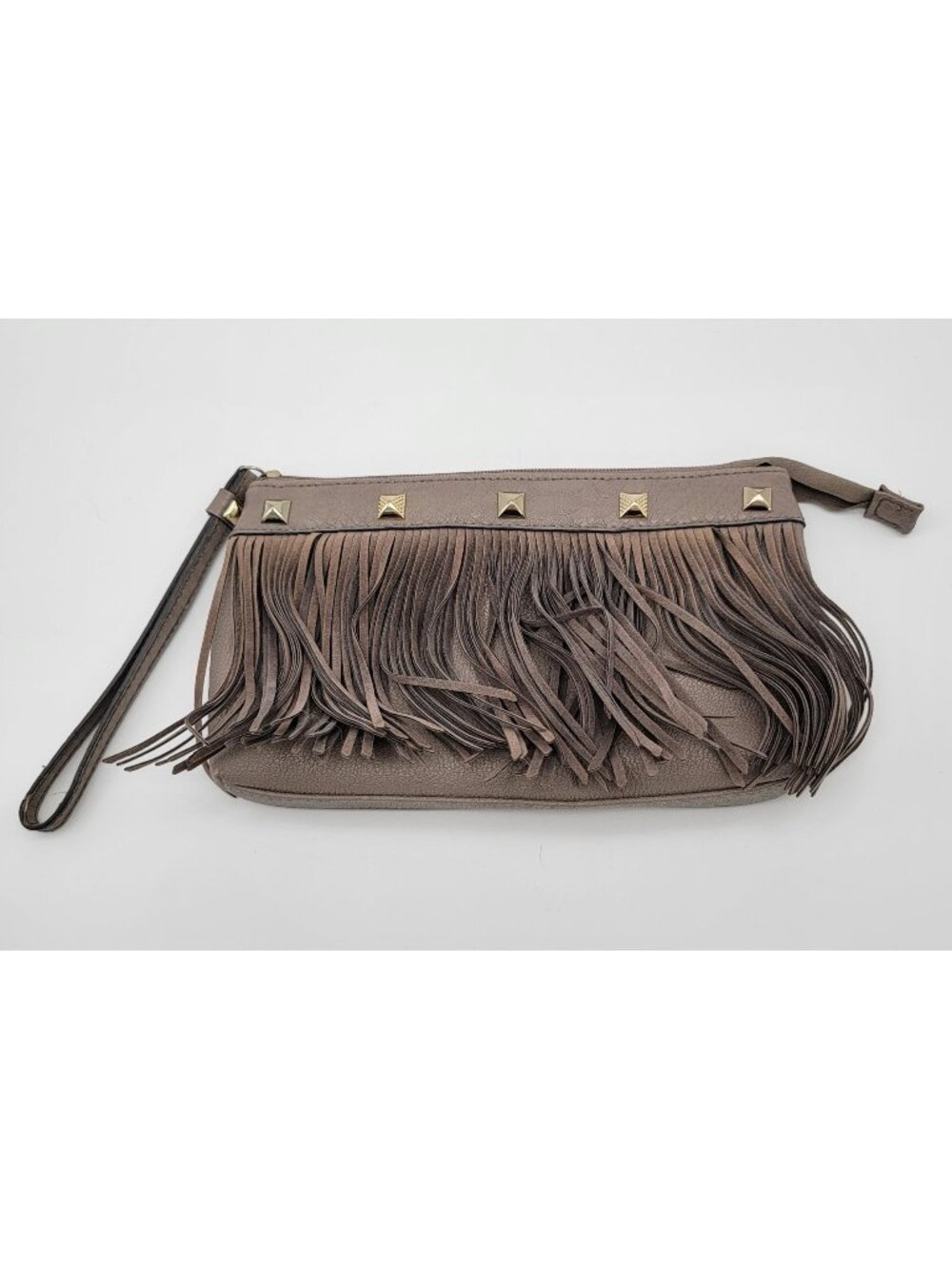 J Lo By Jennifer Lopez Gray Satchel Fringe Purse